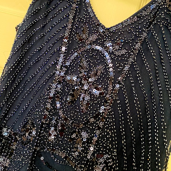 Blue sequin 1920s flapper dress M by PrettyGuide Showgirl - Picture 2 of 7